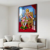 Divine Blessing Portrait of Sahajanand Swami  l 24K Gold Acrylic Vertical Wallart Hover Image