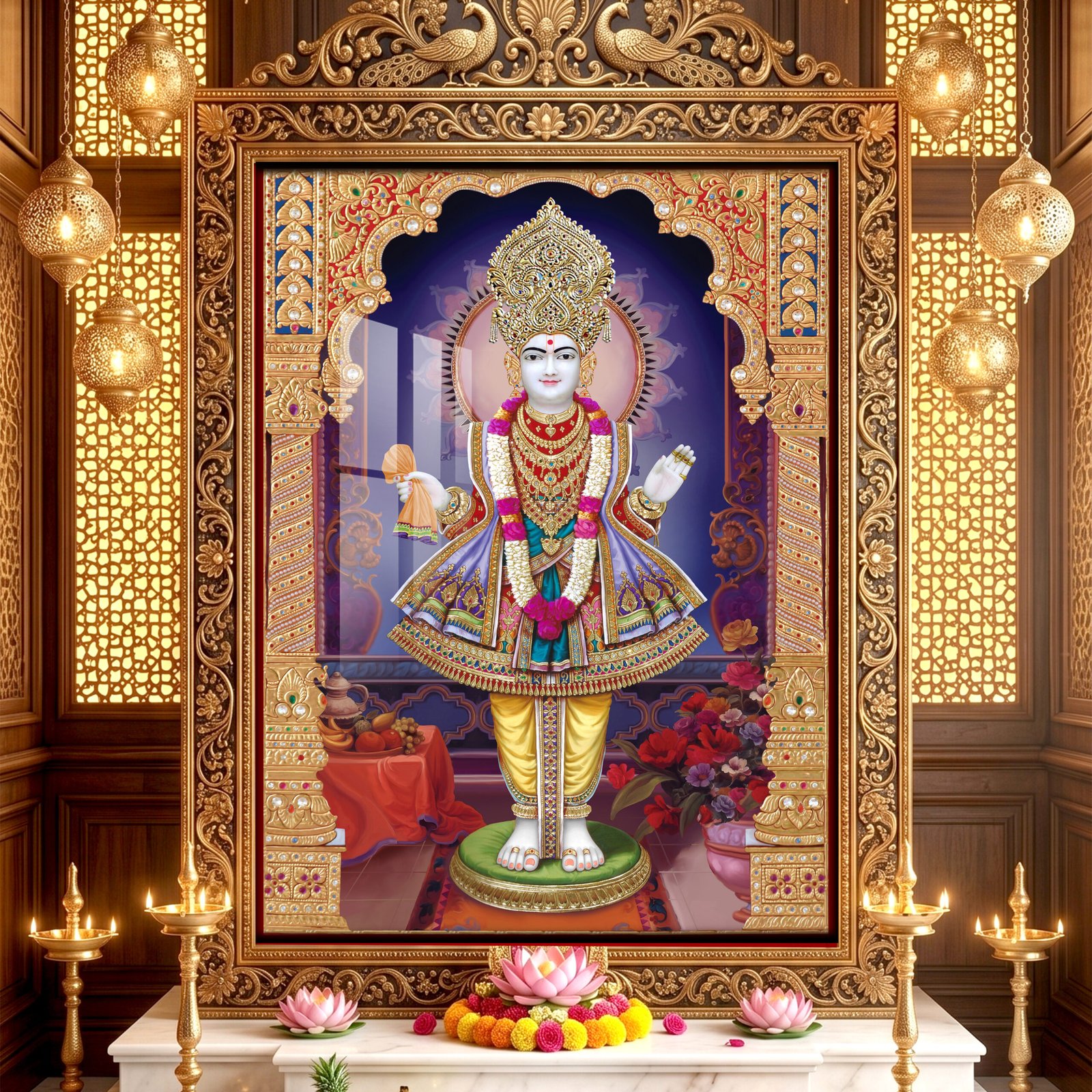Royal Divine Darshan of Ghanshyam Maharaj l 24K Gold l l Acrylic Vertical Wallart