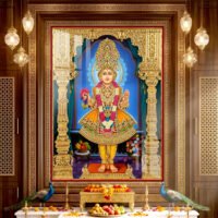 Shree Hari Divine Darshan in Royal Gold l 24K Gold l Acrylic Vertical Wallart