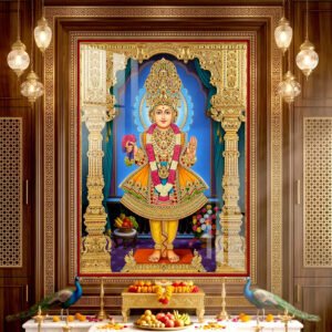 Shree Hari Divine Darshan in Royal Gold l 24K Gold l Acrylic Vertical Wallart