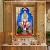 Harikrashna Maharaj Vadtal dham in the Divine Garden of Flowers l 24K Gold Acrylic Vertical Wallart Vadtal