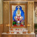 Harikrashna Maharaj Vadtal dham in the Divine Garden of Flowers l 24K Gold Acrylic Vertical Wallart Vadtal