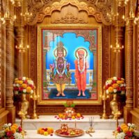 Divine Darshan of Akshar purusottam maharaj 24K Gold Acrylic Vertical Wallart