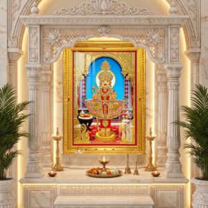 Shree Hari in the Sacred Golden Sanctum l 24K Gold l Acrylic Vertical Wallart