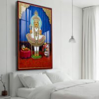 Shree Hari in the Sacred Golden Sanctum 24K Gold Acrylic Vertical Wallart Hover Image
