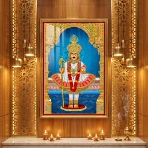Vadtal Harikrashna maharaj The Radiant Golden Crown Darshan l 24K Gold l Acrylic Vertical Wallart