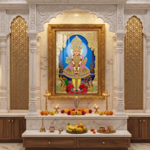 Shree Hari in the Grand Royal Mandir l 24K Gold l Acrylic Vertical Wallart