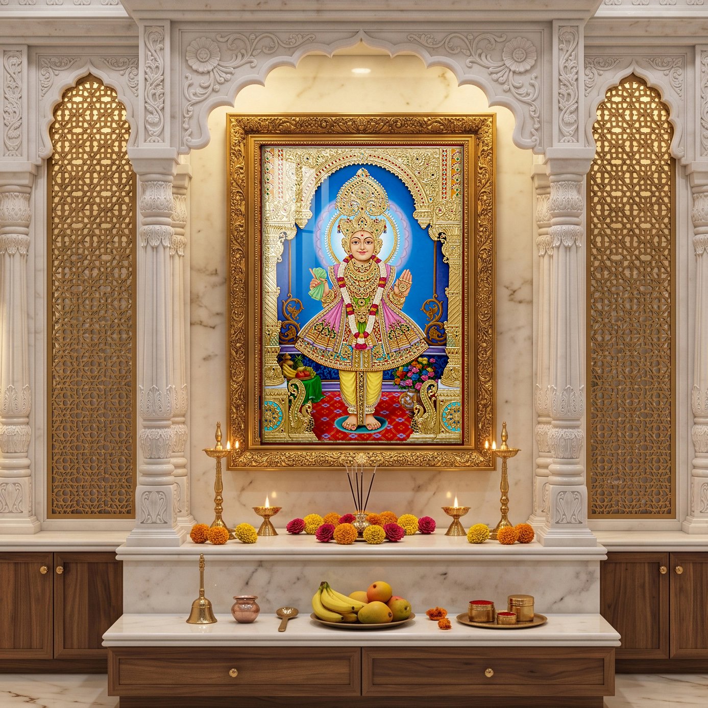 Shree Hari in the Grand Royal Mandir l 24K Gold l Acrylic Vertical Wallart baroda