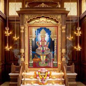 Divine Darshan of Ghanshyam Mahaprabhu l 24K Goldl  Acrylic Vertical Wallart