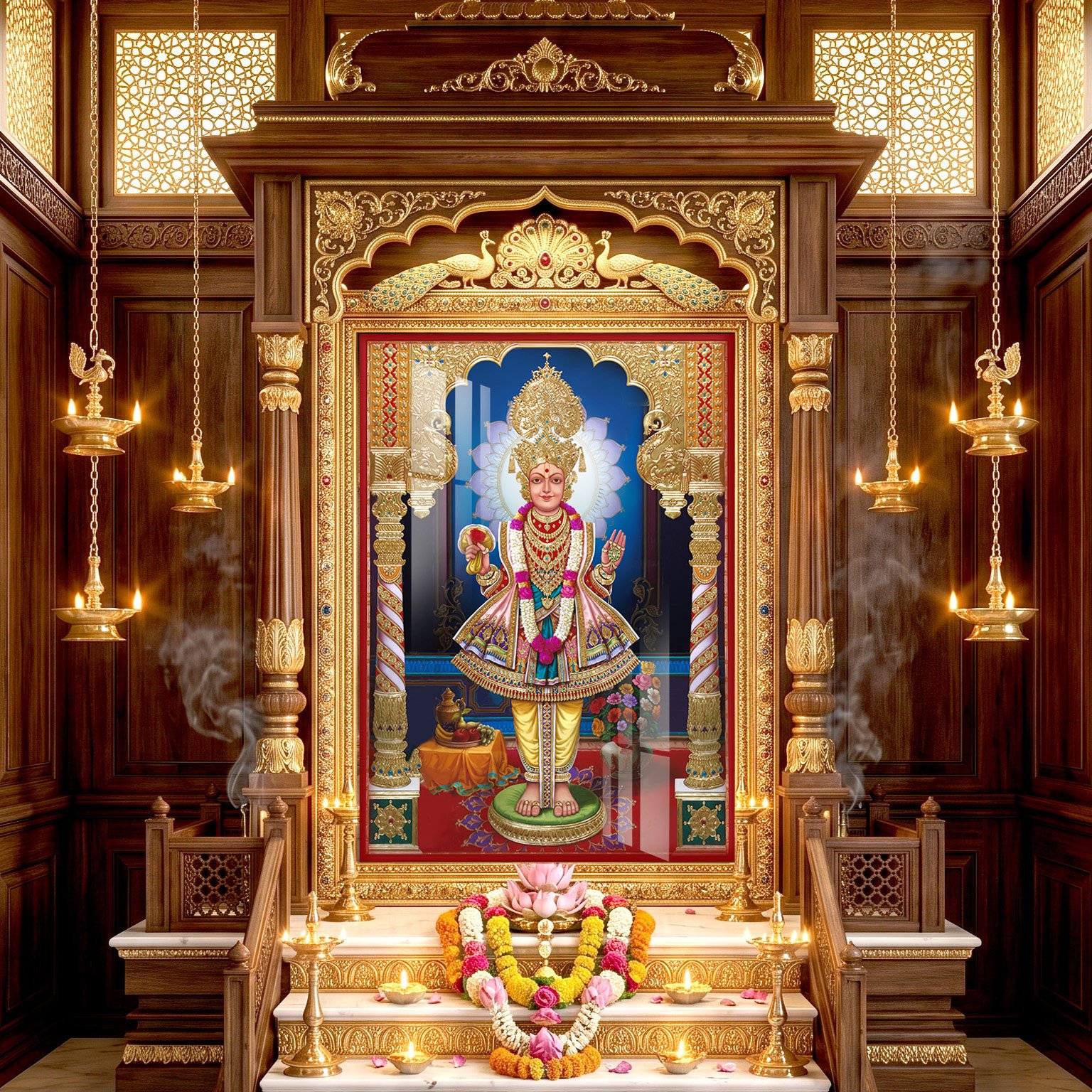 Divine Darshan of Ghanshyam Mahaprabhu l 24K Goldl Acrylic Vertical Wallart