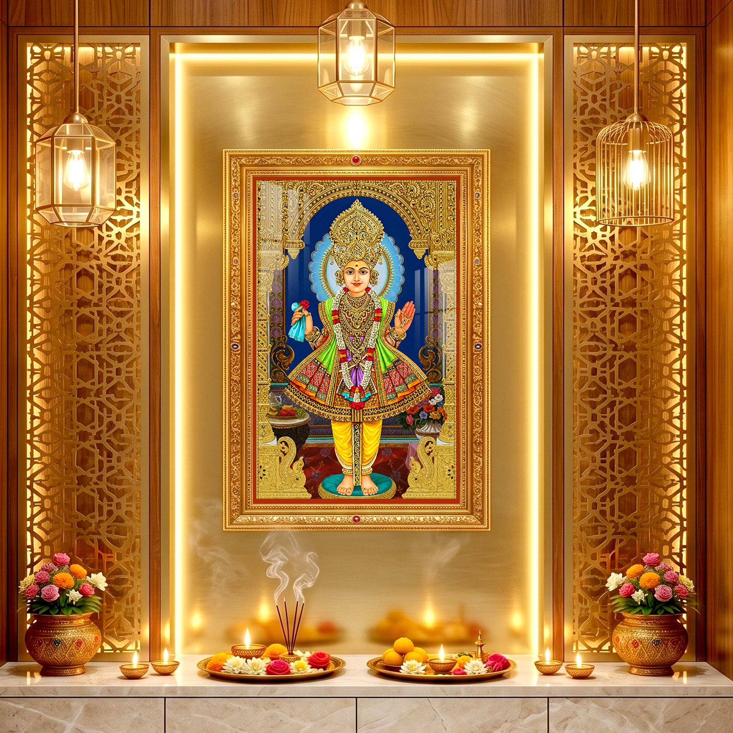 Shree Swaminarayan Maharaj in Divine Royal Attire l 24K Gold l Acrylic Vertical Wallart bhavnagar