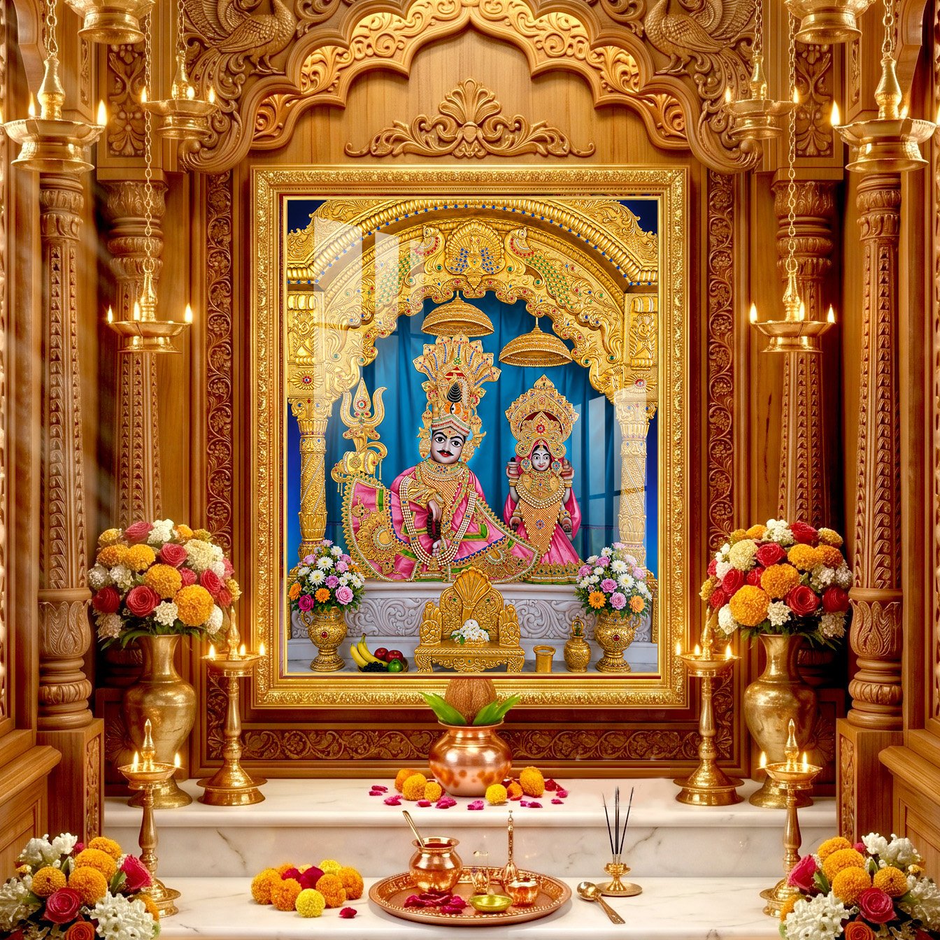 Divine Royal Attire Revati-baldevji-Junagadh 24K Gold Acrylic Vertical Wallart