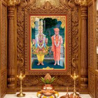 Shree Swaminarayan Bhagwan with Gunatitanand Swami l 24K Gold l Acrylic Vertical Wallart