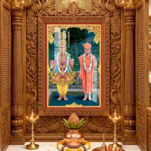 Shree Swaminarayan Bhagwan with Gunatitanand Swami l 24K Gold l Acrylic Vertical Wallart