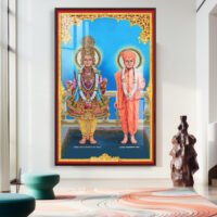 Shree Swaminarayan Bhagwan with Gunatitanand Swami l 24K Gold l Acrylic Vertical Wallart Hover Image