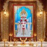 Akshar purusottam Maharaj in White Divine Robes l 24K Gold l Acrylic Vertical Wallart brisbne australia