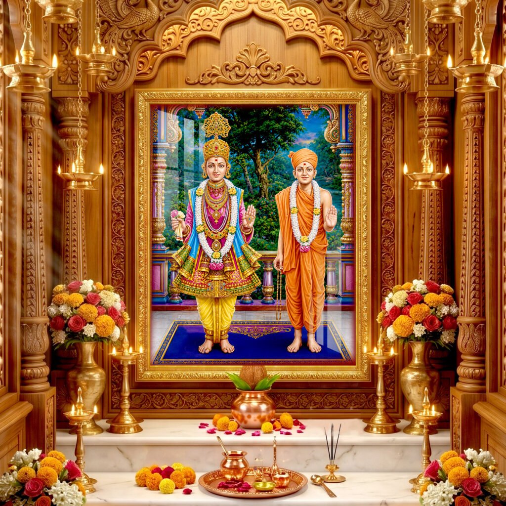 Shree Swaminarayan Maharaj with Gunatitanand Swami l 24K Gold l Acrylic Vertical Wallart Shree Swaminarayan Maharaj with Gunatitanand Swami l 24K Gold l Acrylic Vertical Wallart akshardham gandhinagar