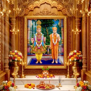 Shree Swaminarayan Maharaj with Gunatitanand Swami l 24K Gold l Acrylic Vertical Wallart