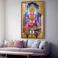 Shree Ghanshyam Maharaj in Divine Childhood Form l 24K Gold l Acrylic Vertical Wallart kundal dham Hover Image