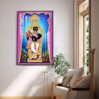 Lord Shree Krishna Playing Flute Divine Darshan Artwork  l 24K Gold Acrylic Vertical Wallart Hover Image