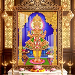 Shree Swaminarayan Bhagwan Traditional Temple Darshan  l 24K Gold Acrylic Vertical Wallart