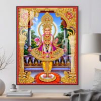Shree Swaminarayan Bhagwan Beautiful Blue Halo Darshan  l 24K Gold Acrylic Vertical Wallart Hover Image