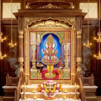 Lord Swaminarayan Royal Golden Mandir Divine Artwork l 24K Gold Acrylic Vertical Wallart