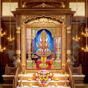 Lord Swaminarayan Royal Golden Mandir Divine Artwork  l 24K Gold Acrylic Vertical Wallart