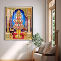 Lord Swaminarayan Royal Golden Mandir Divine Artwork  l 24K Gold Acrylic Vertical Wallart Hover Image