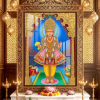 Lord Swaminarayan Royal Golden Mandir in Maninagar  l 24K Gold Acrylic Vertical Wallart