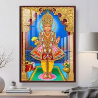 Lord Swaminarayan Royal Golden Mandir in Maninagar  l 24K Gold Acrylic Vertical Wallart Hover Image
